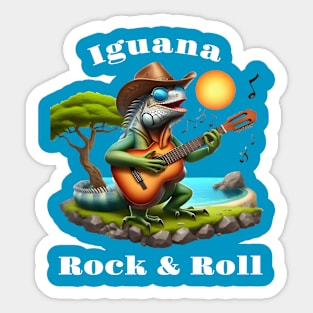 Iguana Serenading Swamp Dweller Rock Sticker
